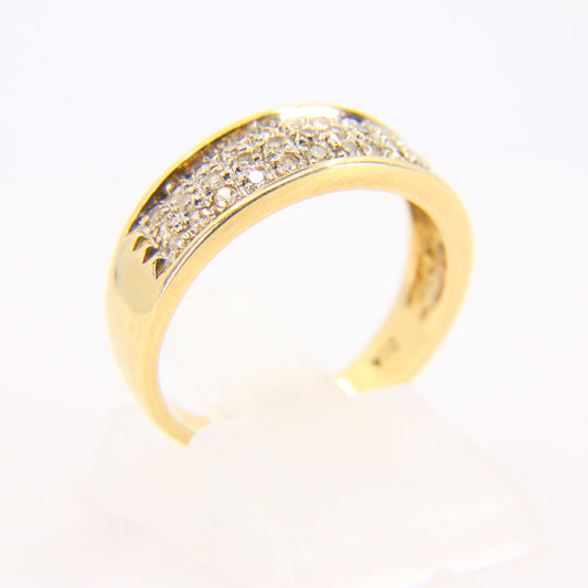 Vintage 9ct Yellow Gold 0.25 Carat Diamond Set Ring UK Size M (Sizeable)
