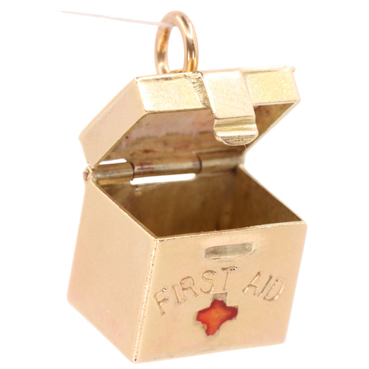 Vintage 9ct Hallmarked Gold Georg Jensen Opening First Aid Box Charm Pendant Gift