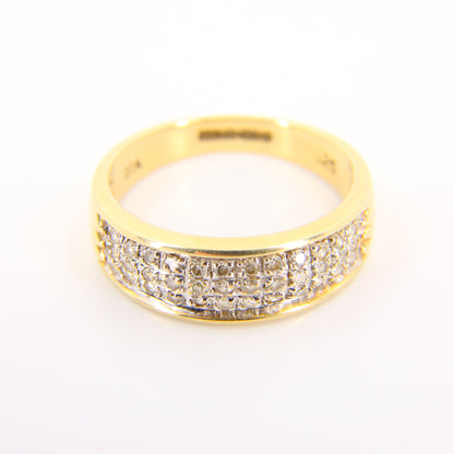 Vintage 9ct Yellow Gold 0.25 Carat Diamond Set Ring UK Size M (Sizeable)