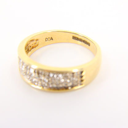 Vintage 9ct Yellow Gold 0.25 Carat Diamond Set Ring UK Size M (Sizeable)