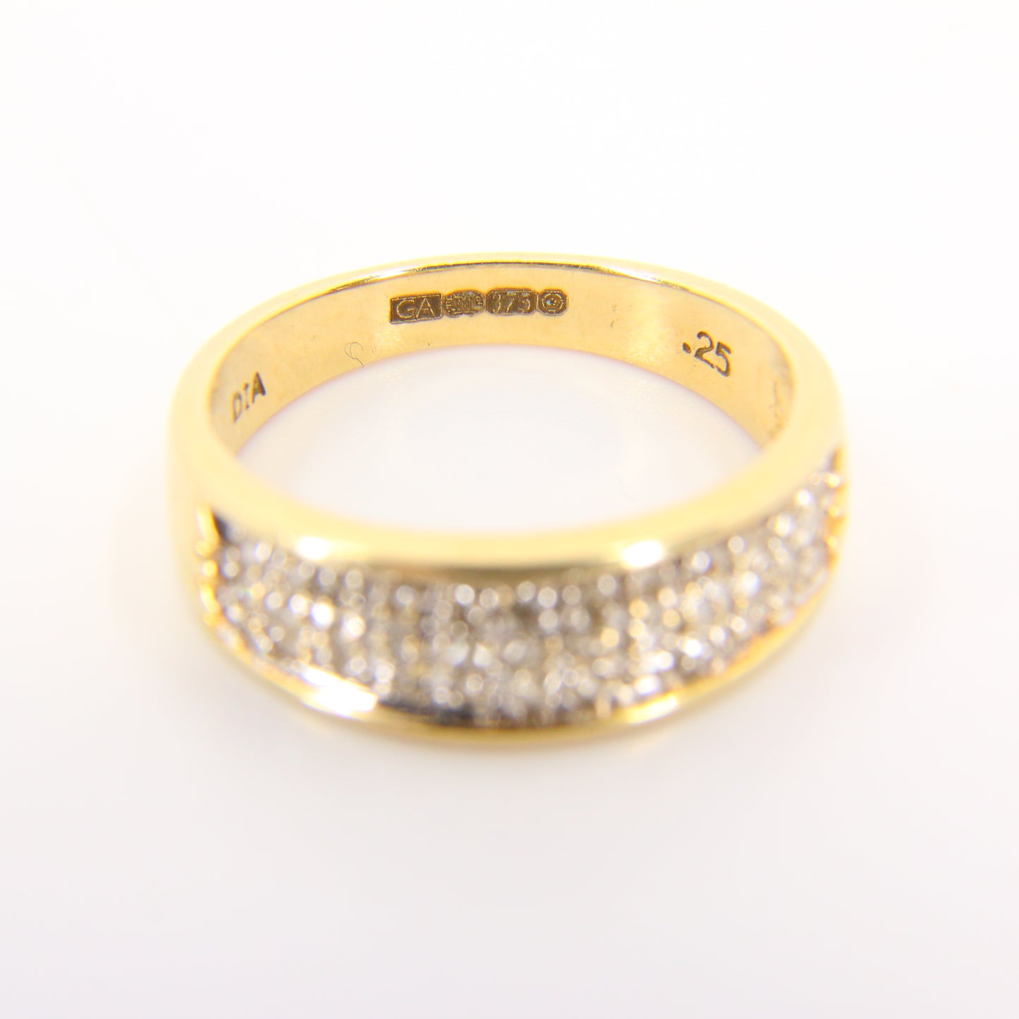 Vintage 9ct Yellow Gold 0.25 Carat Diamond Set Ring UK Size M (Sizeable)