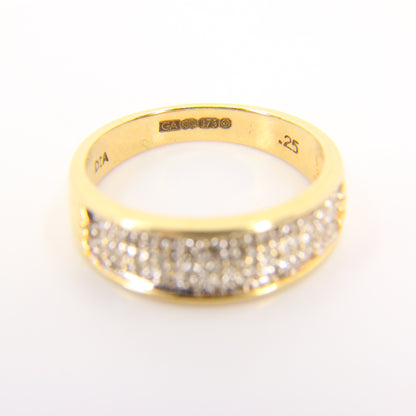 Vintage 9ct Yellow Gold 0.25 Carat Diamond Set Ring UK Size M (Sizeable)