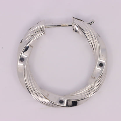 Vintage 9ct Hallmarked White Gold Twist Hoop Earrings Textured Boxed Gift