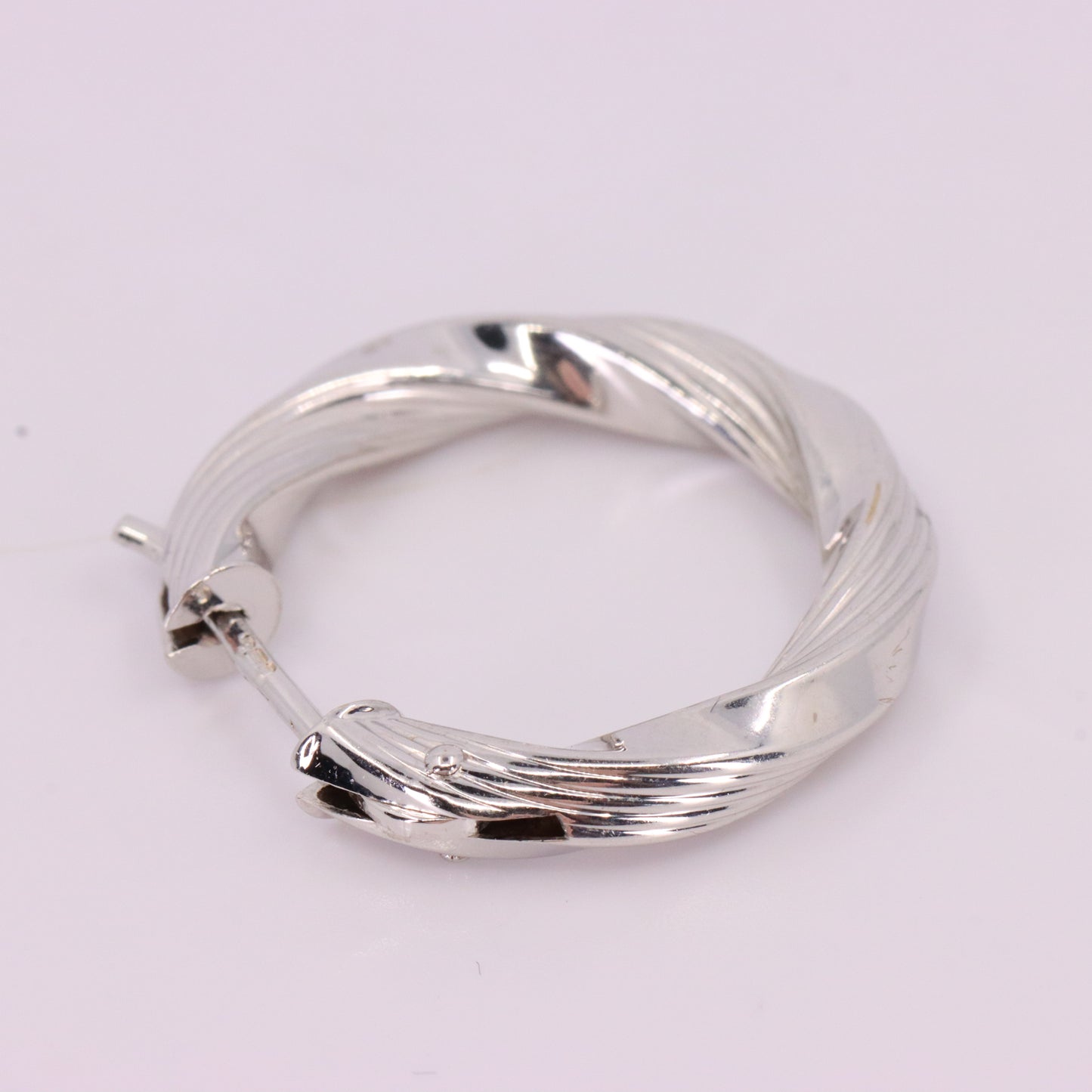 Vintage 9ct Hallmarked White Gold Twist Hoop Earrings Textured Boxed Gift