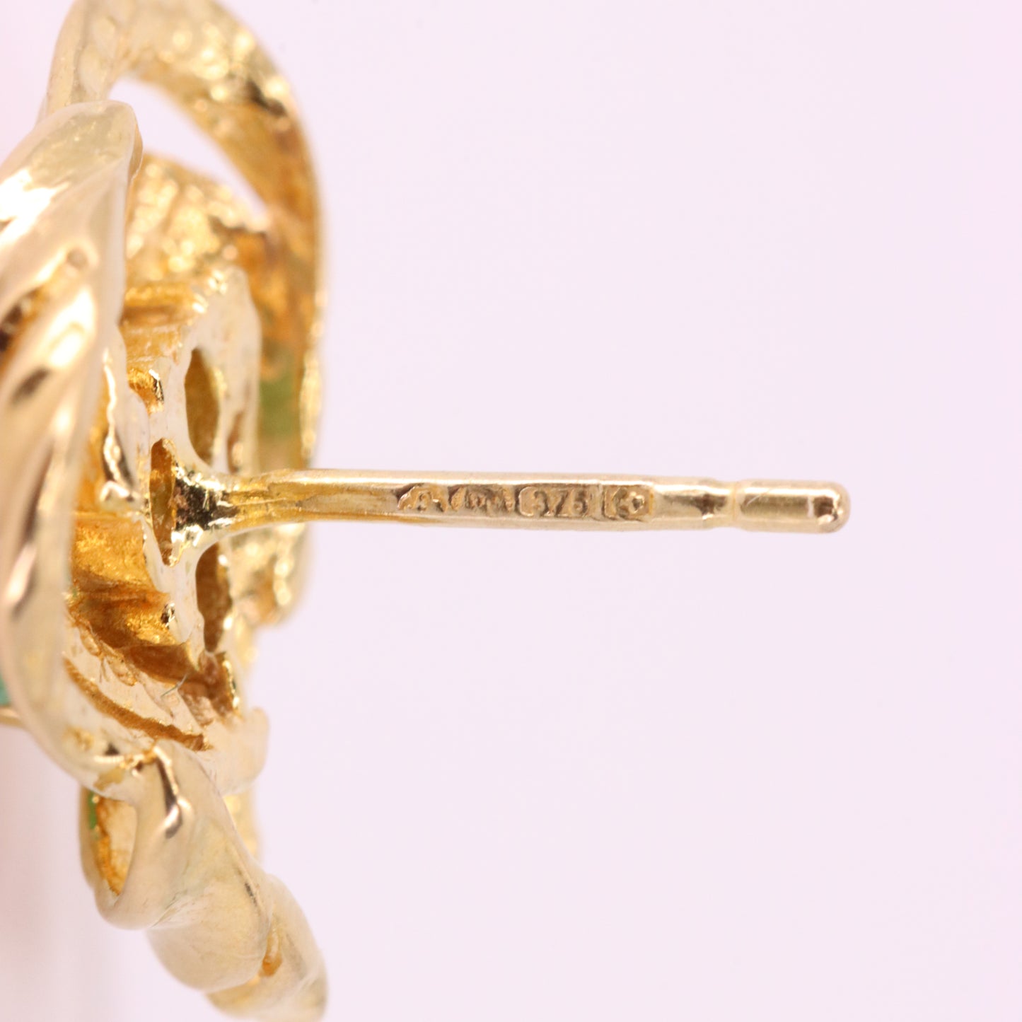 Vintage 9ct Hallmarked Yellow Gold Emerald Knot Stud Earrings Boxed Gift
