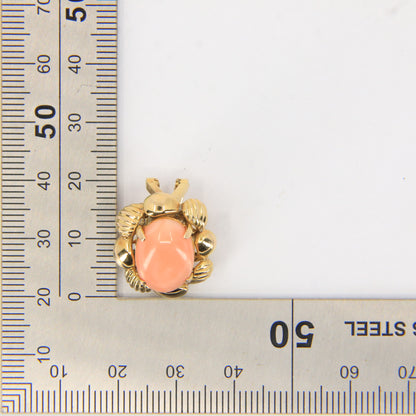 Antique 14k Yellow Gold Large Coral Clip On Earrings Optional Pierced Wear Boxed