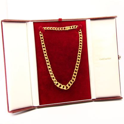 Vintage 18ct Gold Heavy Tapered Chain Necklace Hallmarked Yellow Gold Boxed