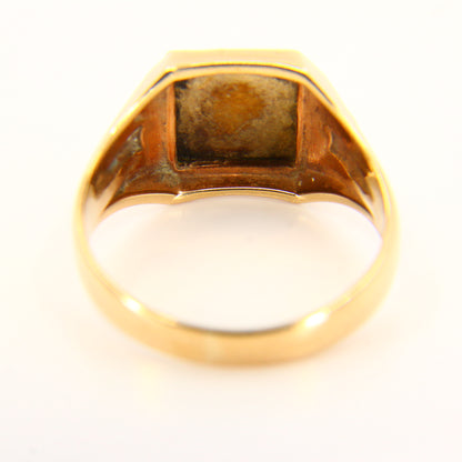 Vintage 9ct Gold Masonic Ring – Blue Enamel – UK T½ – Hallmarked Solid Gold