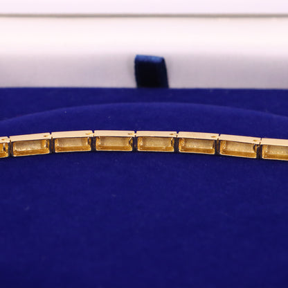 Vintage 14ct Hallmarked Yellow Gold Opal Panel Link Necklace 17.5 Inch Boxed