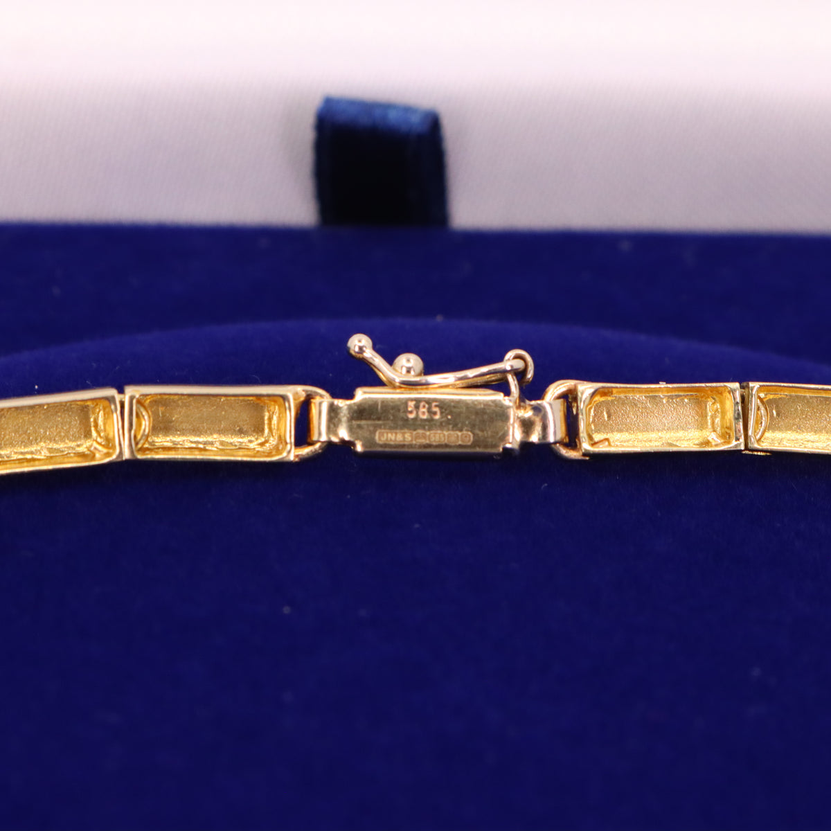 Vintage 14ct Hallmarked Yellow Gold Opal Panel Link Necklace 17.5 Inch Boxed