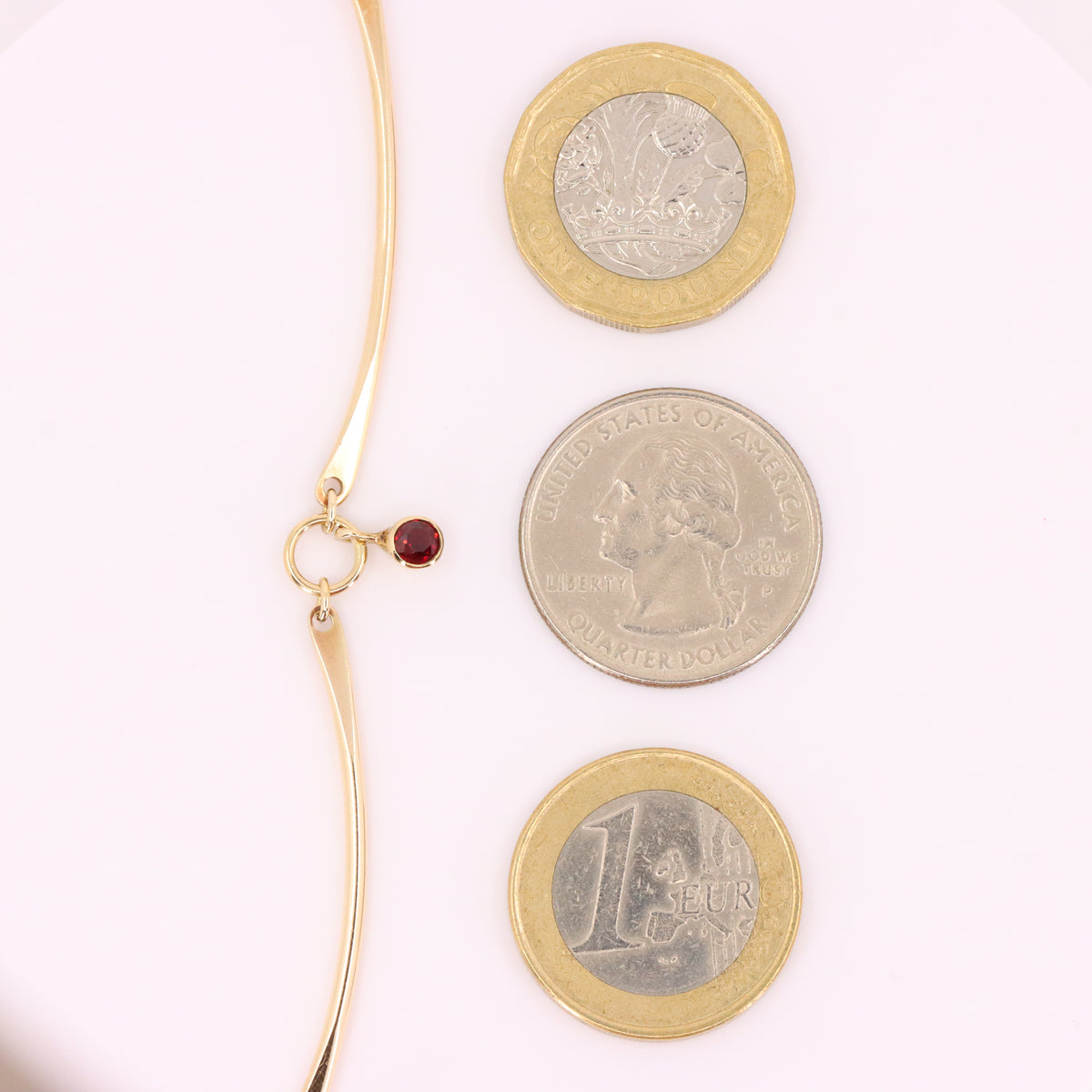 Vintage 9ct Hallmarked Gold 18 inch Collette Waudby Garnet Drop Designer Necklace Boxed