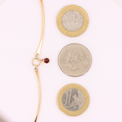 Vintage 9ct Hallmarked Gold 18 inch Collette Waudby Garnet Drop Designer Necklace Boxed