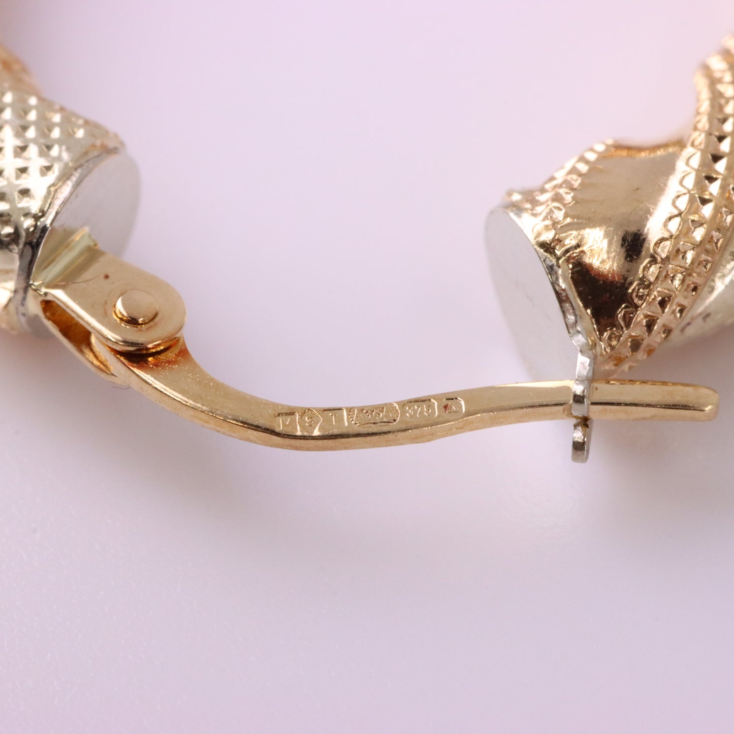 Vintage 9ct Hallmarked Two Tone Gold Twist Hoop Earrings Italian Boxed Gift