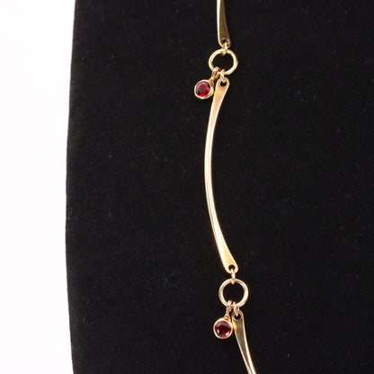 Vintage 9ct Hallmarked Gold 18 inch Collette Waudby Garnet Drop Designer Necklace Boxed