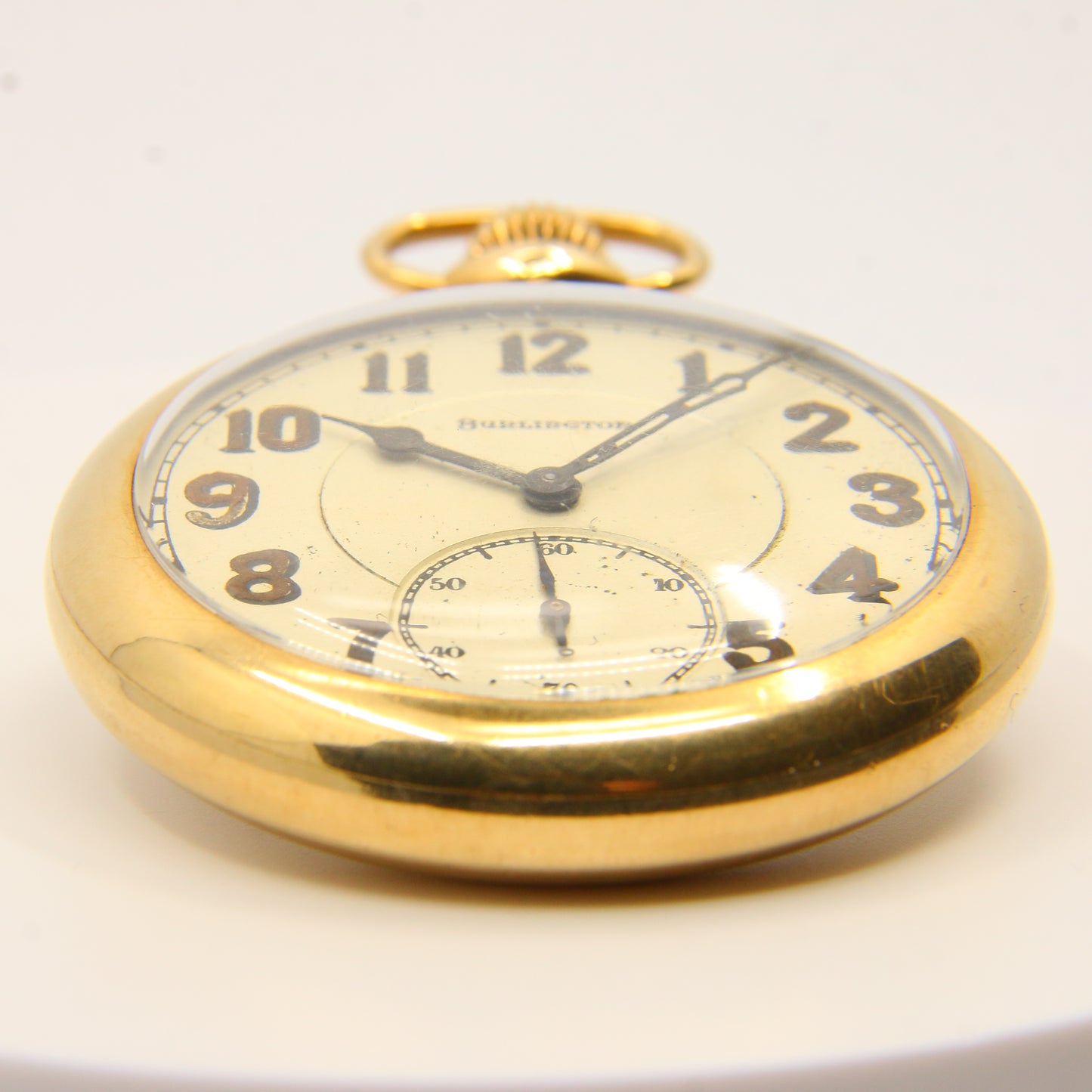 Antique Burlington USA 19 Jewel Keyless Pocket Watch Antique Watch Gift Gold Plated Rolled Gold Pocket Watch