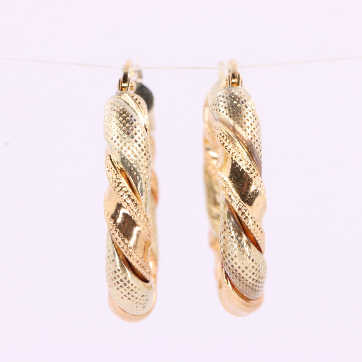 Vintage 9ct Hallmarked Two Tone Gold Twist Hoop Earrings Italian Boxed Gift