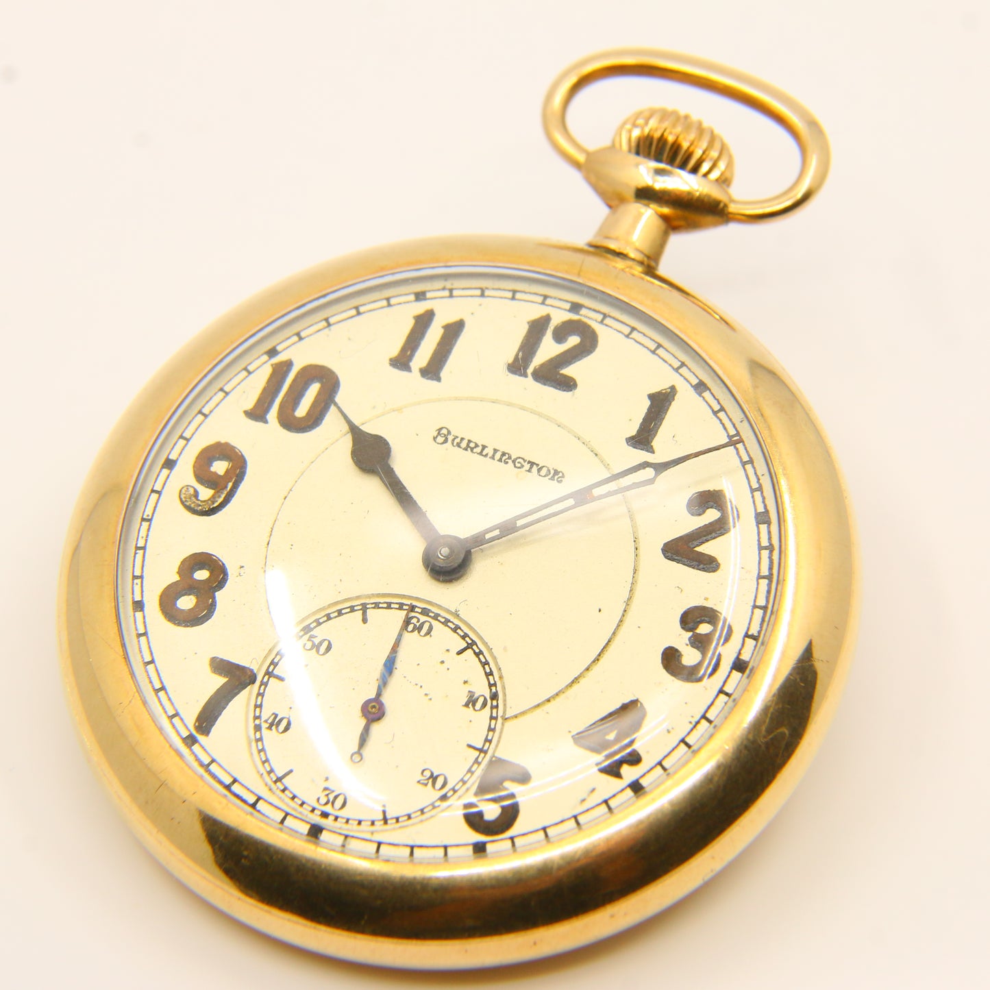 Antique Burlington USA 19 Jewel Keyless Pocket Watch Antique Watch Gift Gold Plated Rolled Gold Pocket Watch