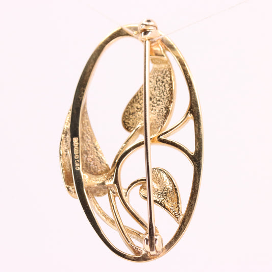 Vintage 9ct Hallmarked Gold Ola Gorie Rennie Mackintosh Art Nouveau Brooch Boxed