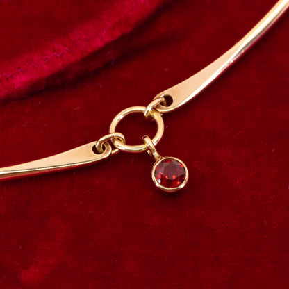 Vintage 9ct Hallmarked Gold 18 inch Collette Waudby Garnet Drop Designer Necklace Boxed