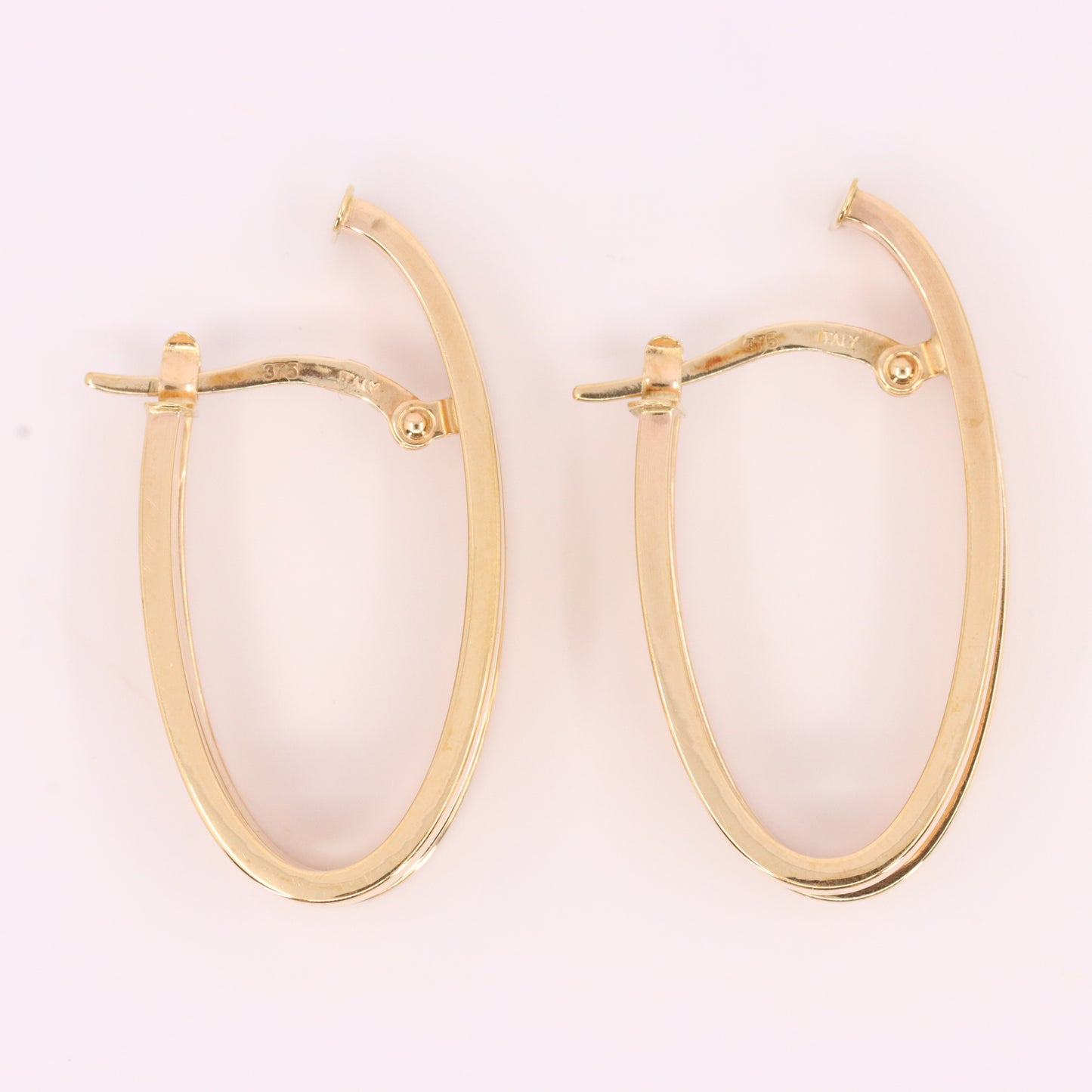 Vintage 9ct Hallmarked Yellow Gold Triple Band Hoop Earrings Italian Boxed Gift