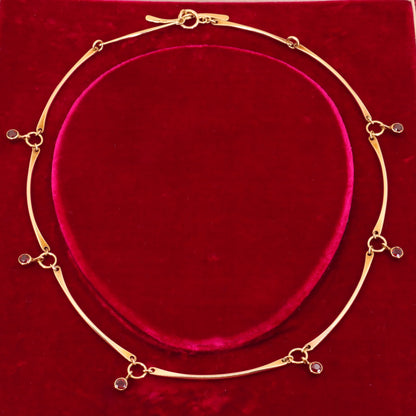 Vintage 9ct Hallmarked Gold 18 inch Collette Waudby Garnet Drop Designer Necklace Boxed
