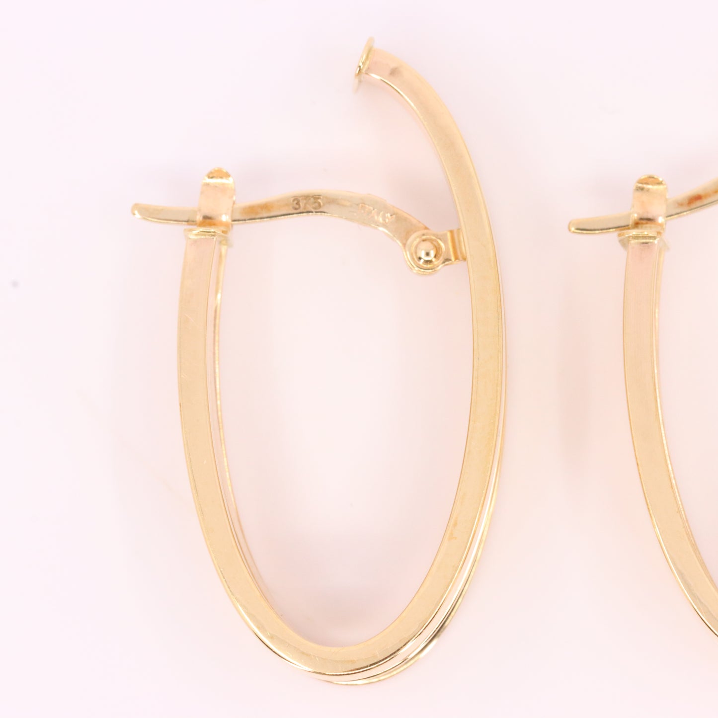 Vintage 9ct Hallmarked Yellow Gold Triple Band Hoop Earrings Italian Boxed Gift
