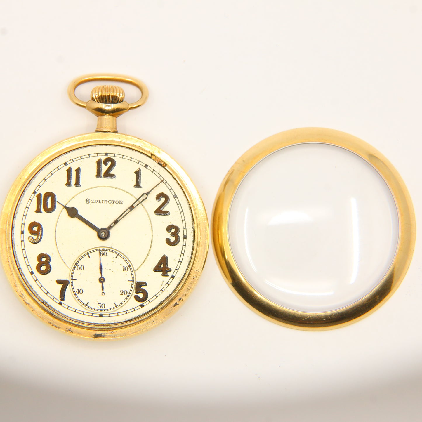 Antique Burlington USA 19 Jewel Keyless Pocket Watch Antique Watch Gift Gold Plated Rolled Gold Pocket Watch