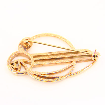 Vintage 9ct Charles Rennie Mackintosh Gold Brooch Hallmarked Yellow Gold Boxed