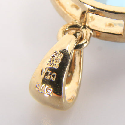 Vintage 9ct Hallmarked Gold Aquamarine & Diamond Set Oval Pendant