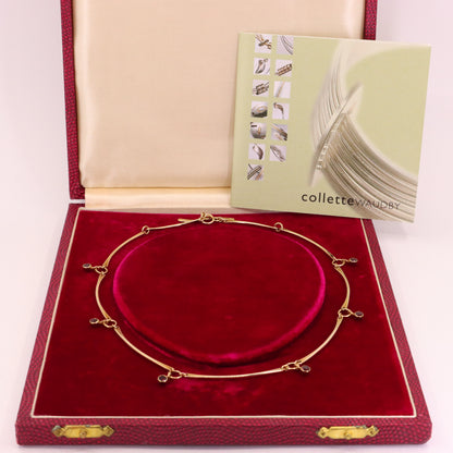Vintage 9ct Hallmarked Gold 18 inch Collette Waudby Garnet Drop Designer Necklace Boxed