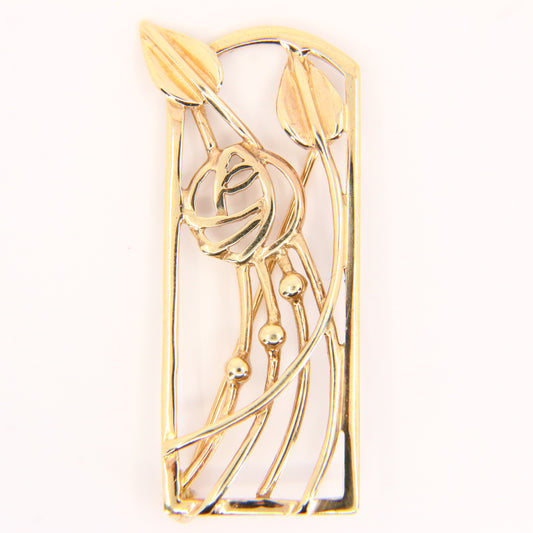 Vintage 9ct Charles Rennie Mackintosh Gold Brooch Hallmarked Yellow Gold Boxed