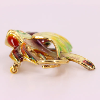 Vintage 14K Yellow Gold Enamel Tropical Fish Brooch Animal Pin Boxed Gift