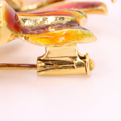 Vintage 14K Yellow Gold Enamel Tropical Fish Brooch Animal Pin Boxed Gift