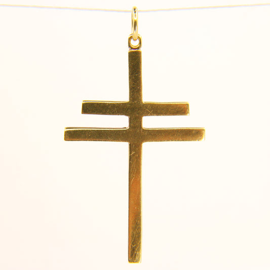 Vintage 18ct Gold Cross of Lorraine Pendant Hallmarked Yellow Gold Charm