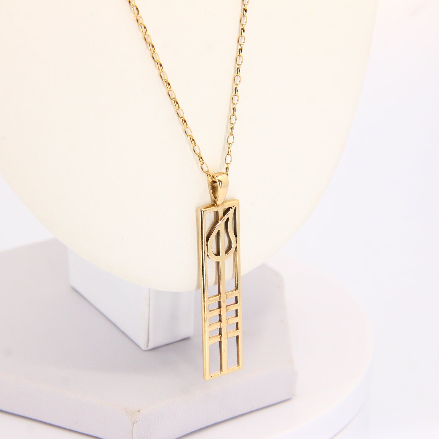 Vintage 9ct Charles Rennie Mackintosh Gold Pendant Necklace Hallmarked Boxed