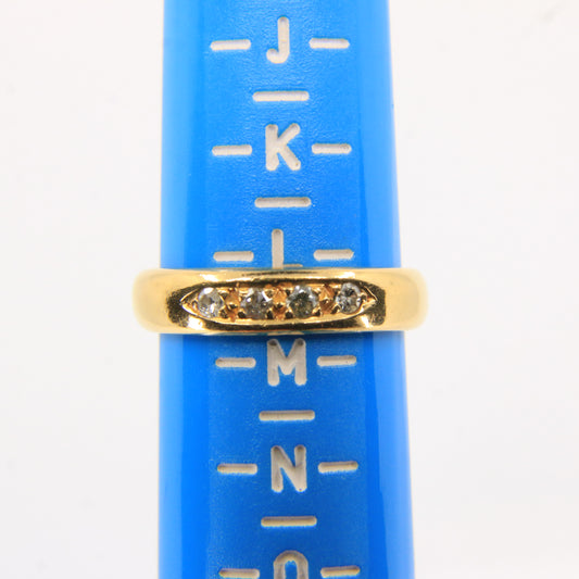 Antique 22ct Hallmarked Gold 4 Stone Diamond Wedding Band Ring Size L1/2 Boxed