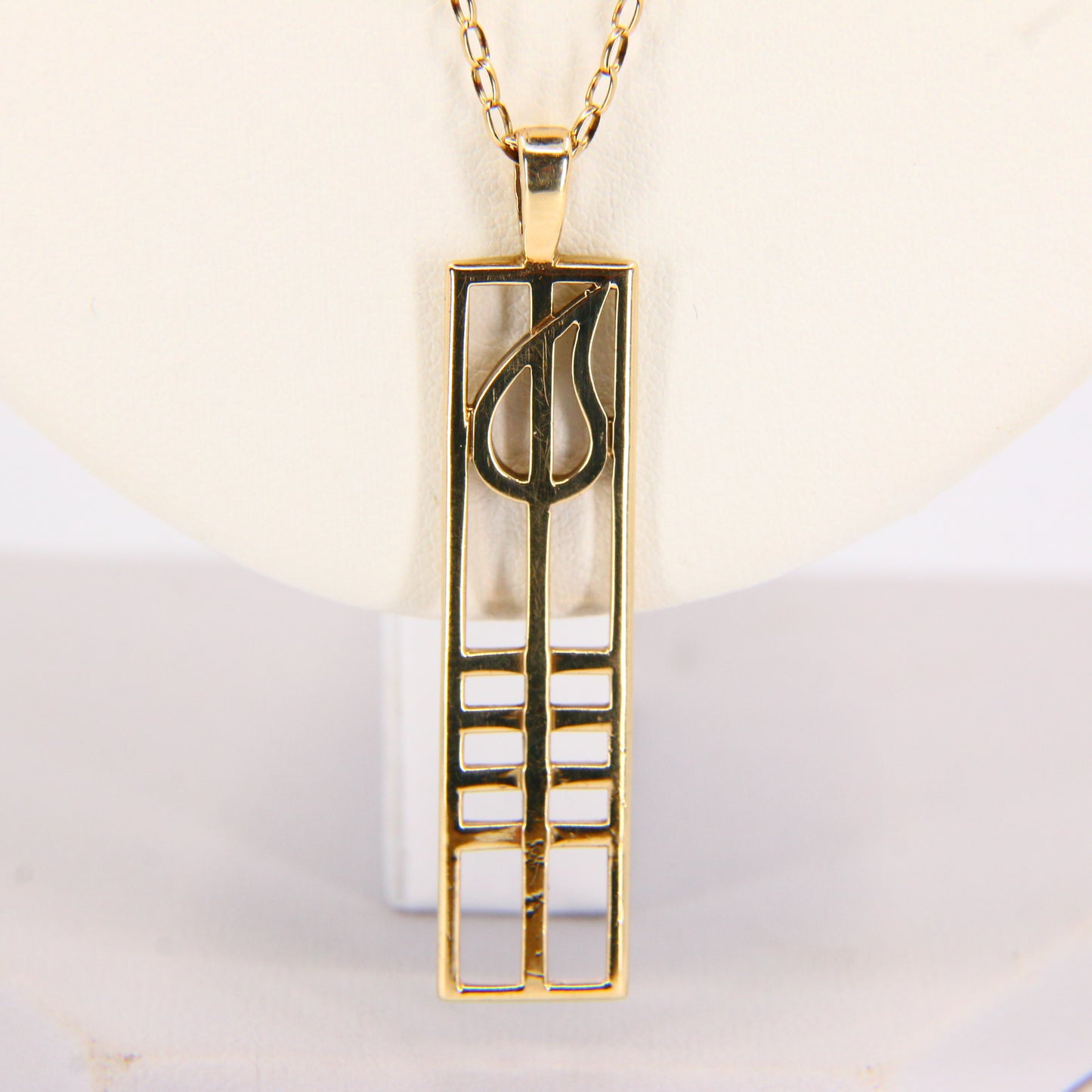 Vintage 9ct Charles Rennie Mackintosh Gold Pendant Necklace Hallmarked Boxed