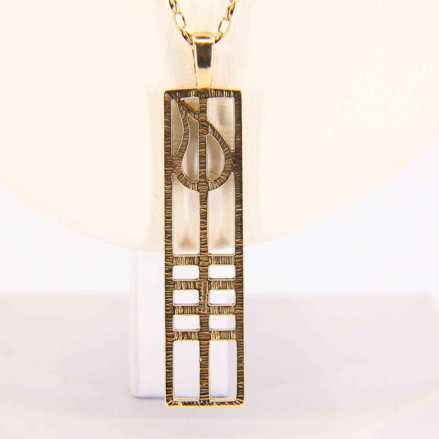 Vintage 9ct Charles Rennie Mackintosh Gold Pendant Necklace Hallmarked Boxed