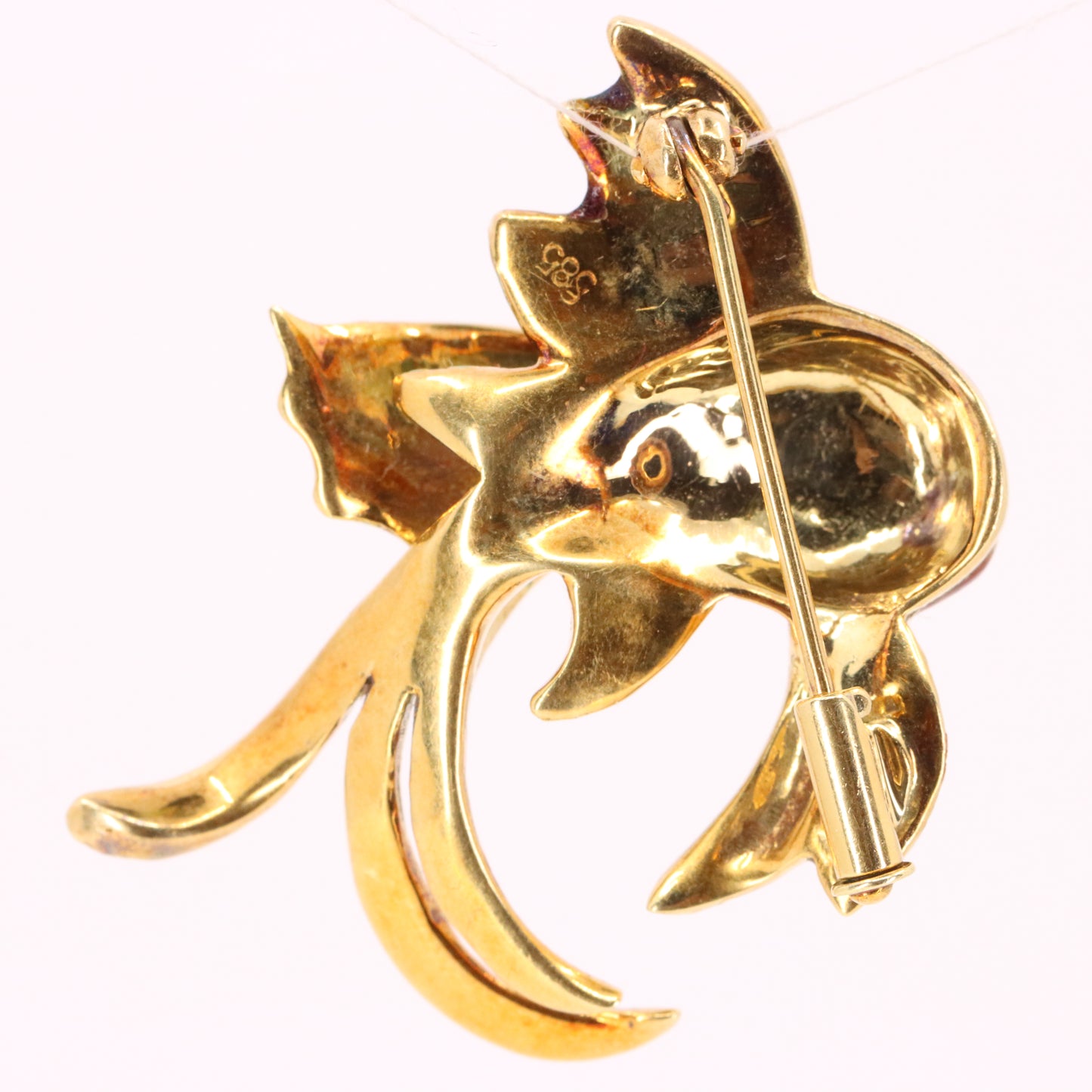 Vintage 14K Yellow Gold Enamel Tropical Fish Brooch Animal Pin Boxed Gift