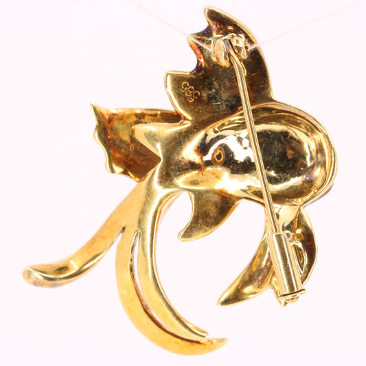 Vintage 14K Yellow Gold Enamel Tropical Fish Brooch Animal Pin Boxed Gift