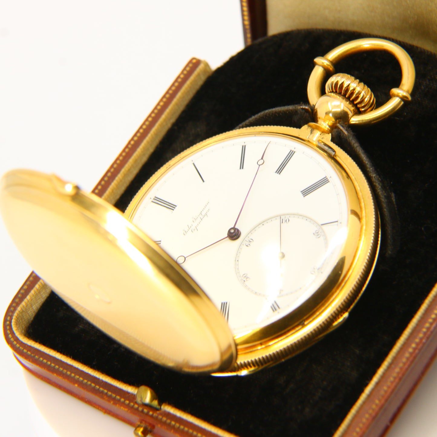 Antike 18-Karat-Volljäger-Taschenuhr von 1885, Jürgensen, Dänemark, verpackt, funktionsfähig