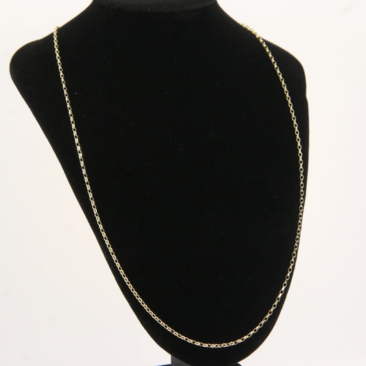 Vintage 9ct Hallmarked Gold 2mm Rolo Belcher Chain Necklace 26 Inch Boxed Gift