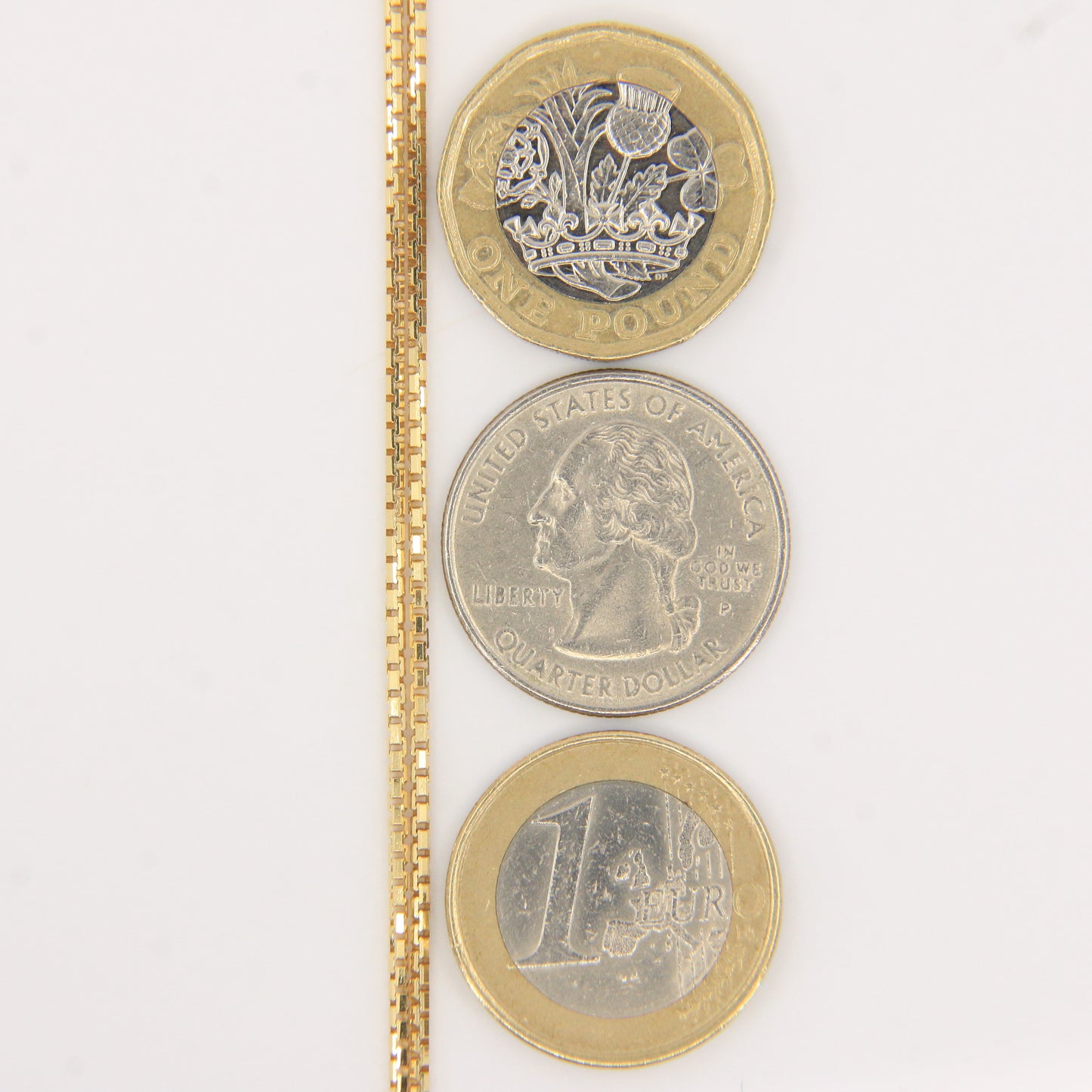 Vintage 18k Yellow Gold Unoaerre Box Chain Necklace 27 Inch 1.3mm Boxed Gift