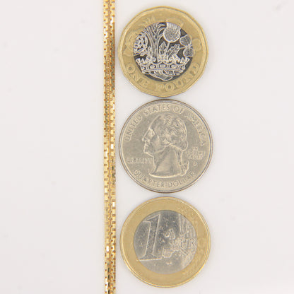 Vintage 18k Yellow Gold Unoaerre Box Chain Necklace 27 Inch 1.3mm Boxed Gift