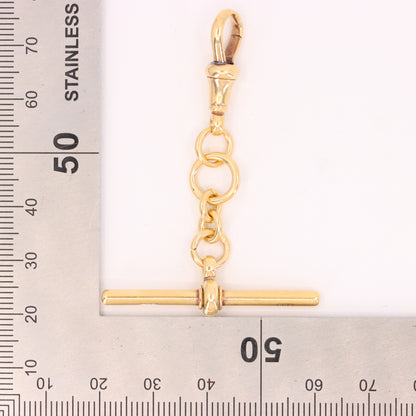 Antique 18ct Hallmarked 2.2 Inch Gold Swivel Dog Clip T Bar Albert Chain Extender Pendant