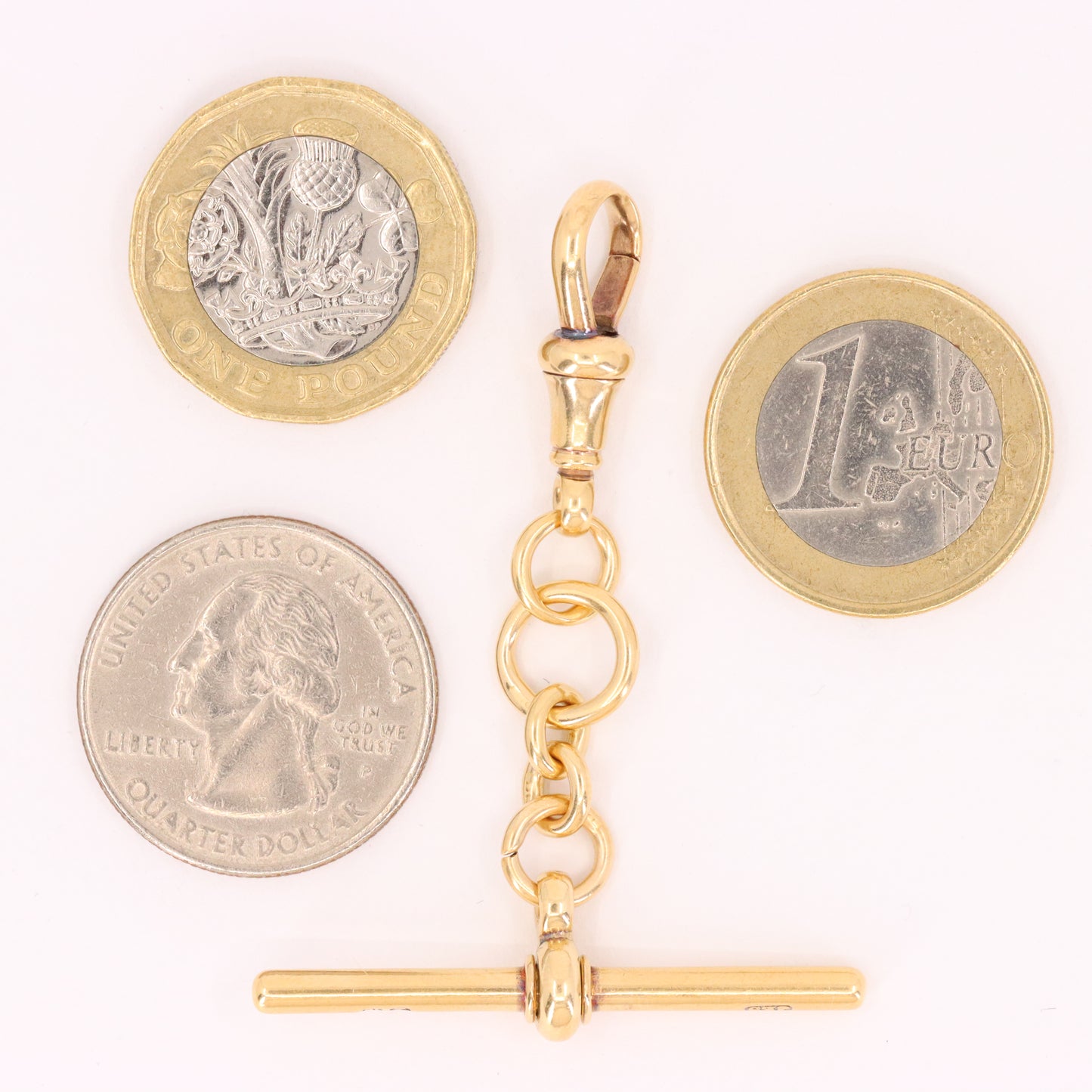 Antique 18ct Hallmarked 2.2 Inch Gold Swivel Dog Clip T Bar Albert Chain Extender Pendant
