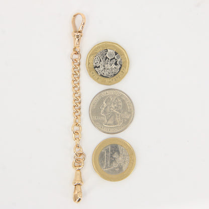 Antique 9ct Hallmarked Yellow Gold 4 Inch Albert Necklace Extender Dog Clip Ends