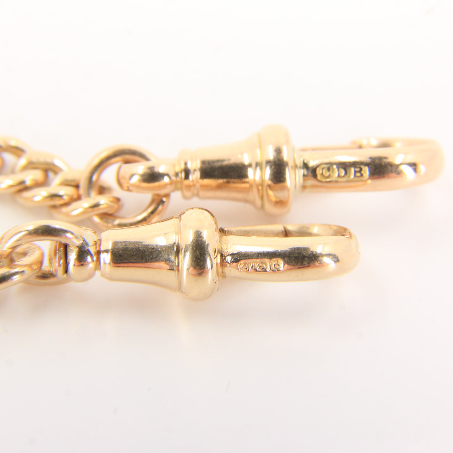 Antique 9ct Hallmarked Yellow Gold 4 Inch Albert Necklace Extender Dog Clip Ends