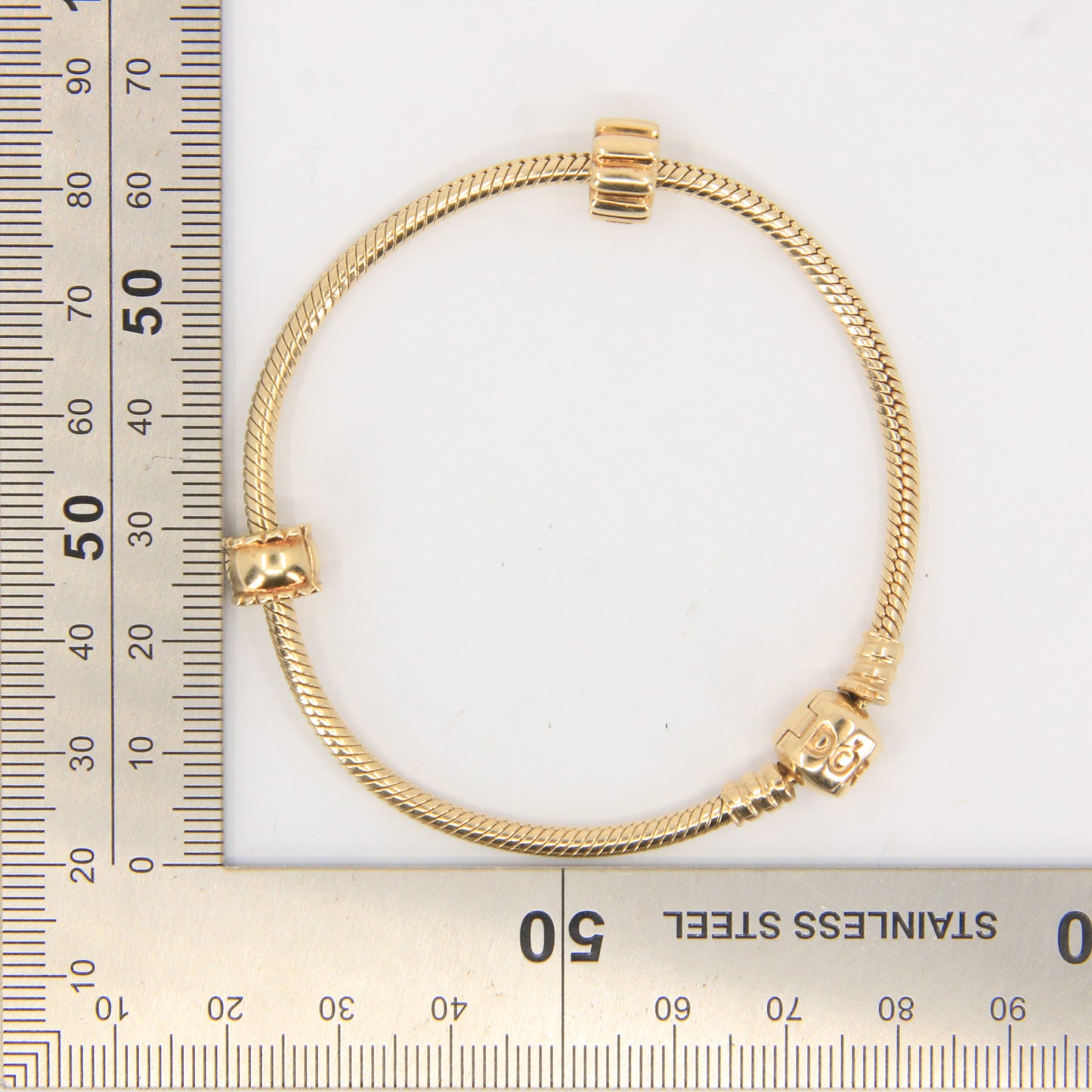Pandora 14ct Solid Gold Snake Chain Bracelet 19cm Yellow Gold Moments Collection