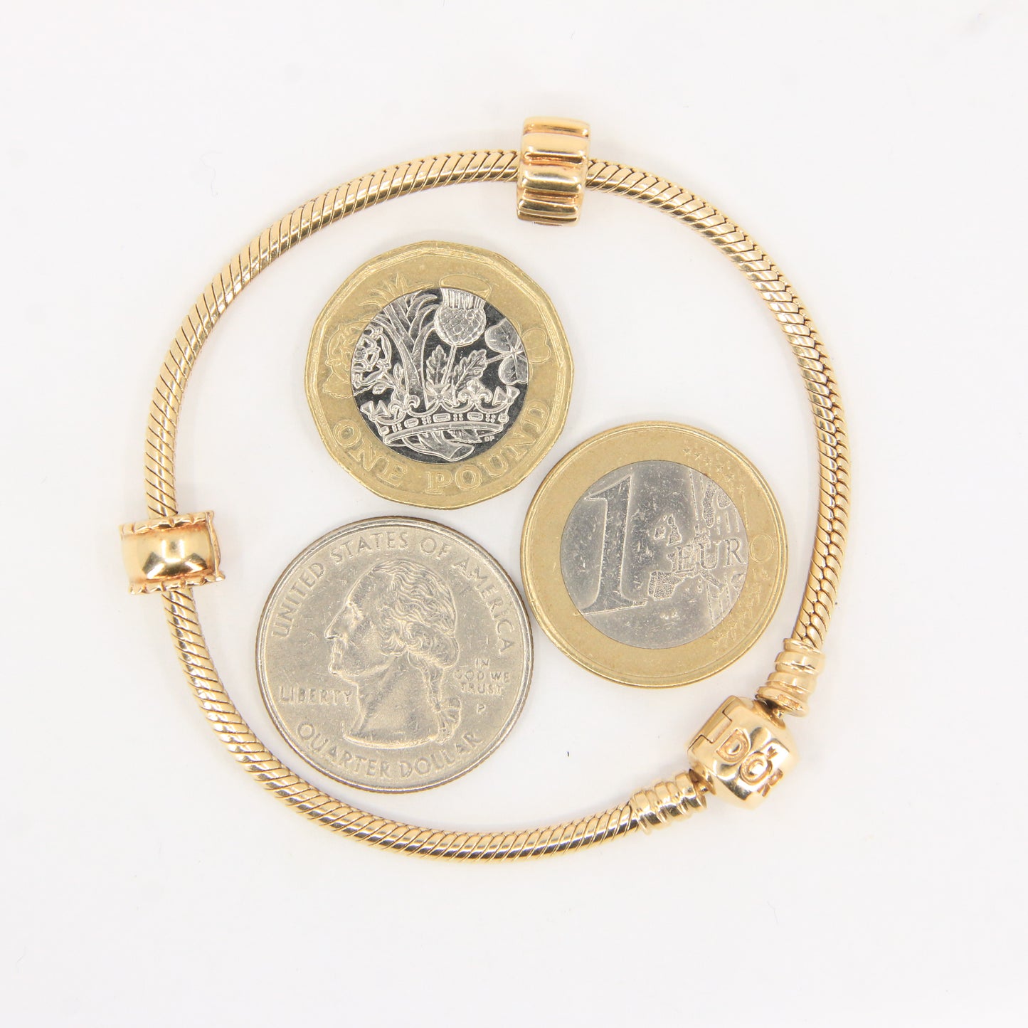 Pandora 14ct Solid Gold Snake Chain Bracelet 19cm Yellow Gold Moments Collection